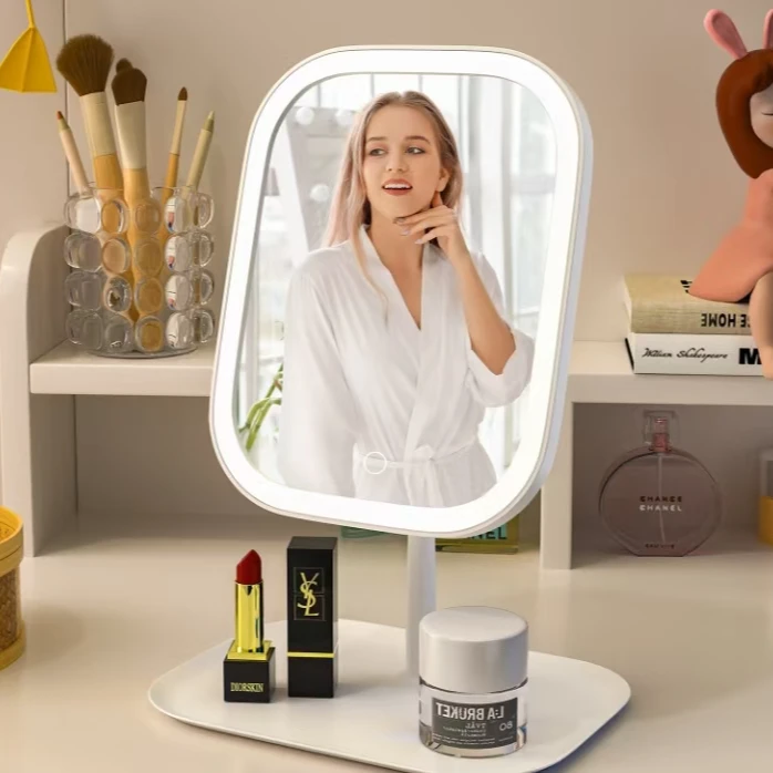 LED轻欧化妆镜子桌面折叠化妆镜子