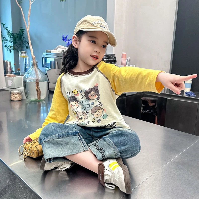 女童t恤长袖春秋款2024新款洋气女孩春秋装上衣儿童装秋季打底衫