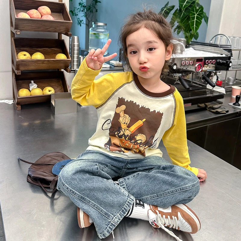 女童t恤秋装2024新款洋气儿童春秋款长袖打底衫小女孩秋季上衣潮