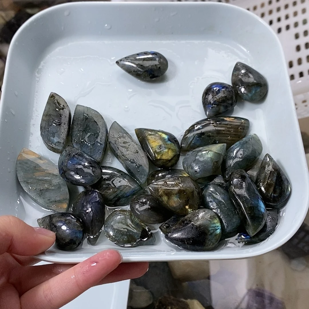 拉长石把玩足金镶嵌破****去