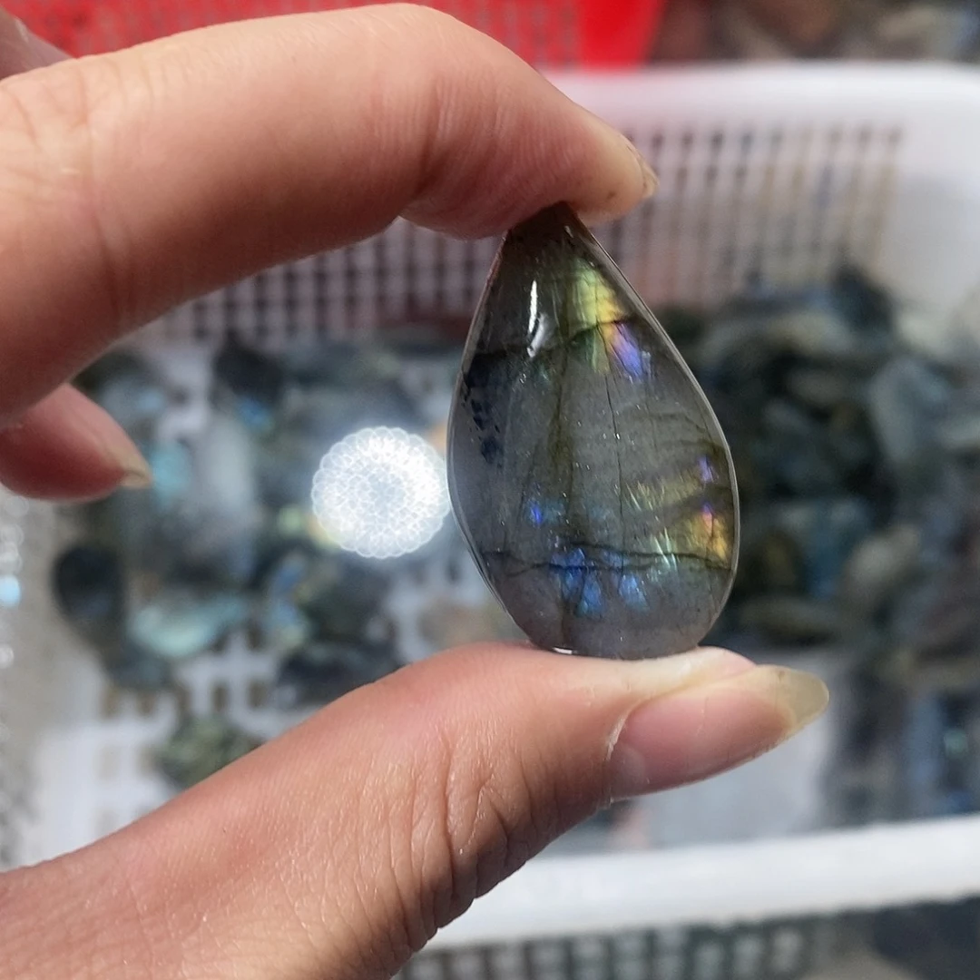 拉长石把玩未镶嵌狂***莲
