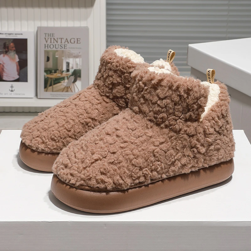 猫力毛绒加厚女士棉拖鞋冬季2024新款室内保暖踩屎感月子居家棉鞋