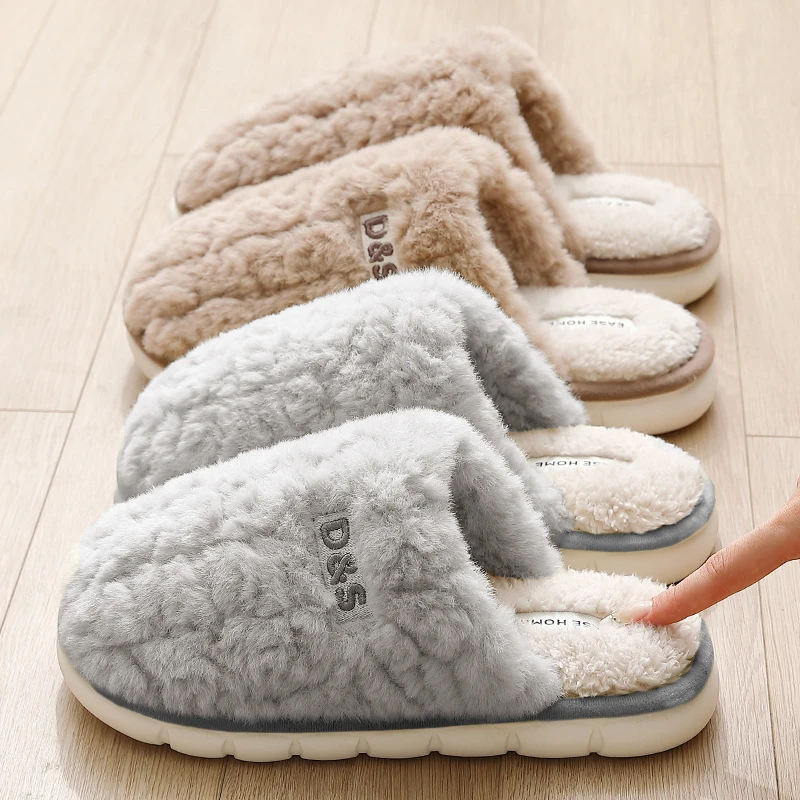 男士拖鞋防滑防臭室内家居厚底防滑情侣保暖不臭脚毛绒棉拖男冬季