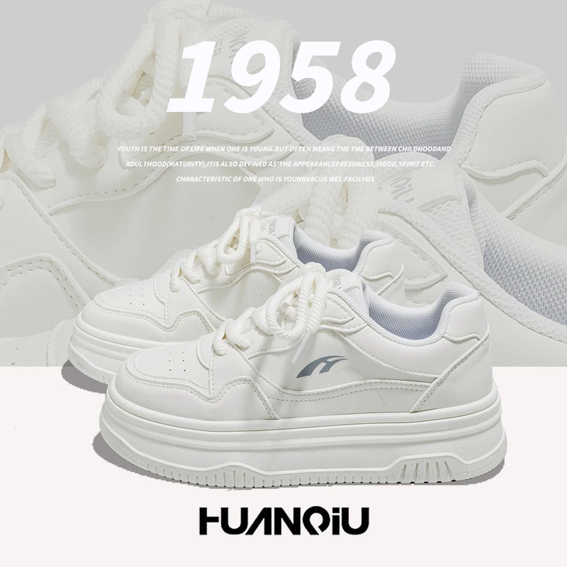 环球百搭透气小白鞋子2024新款爆款学生ins潮鞋潮女厚底增高板鞋