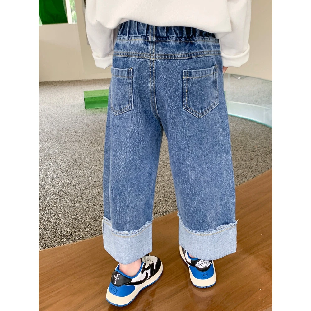 儿童1-6岁宝宝牛仔裤春新品女童直筒牛仔裤时尚休闲阔腿裤中小童8
