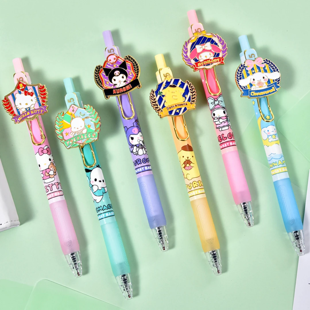 金属立牌中性笔创意卡通可爱ins按动0.5mm式速干黑色4-6年级