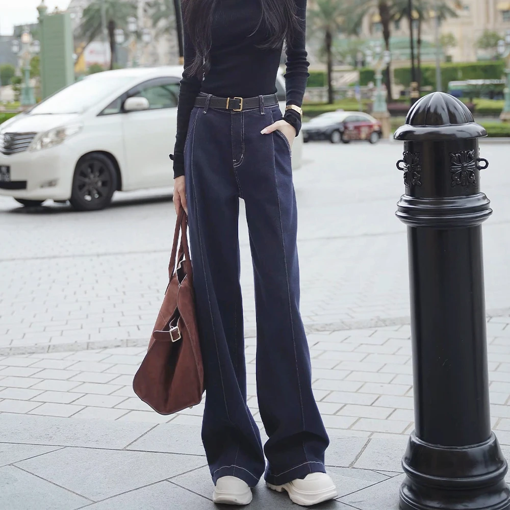 【福利款】加绒阔腿牛仔裤时髦冬季新款加厚直筒高腰显瘦垂感女拖地