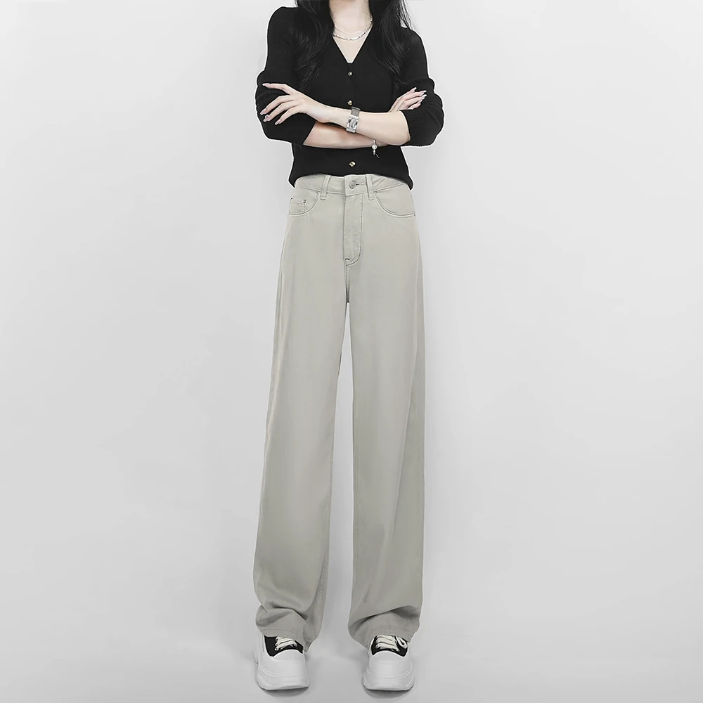 浅色牛仔裤女士2025秋冬新款慵懒风气质宽松直筒高腰显瘦垂感裤子