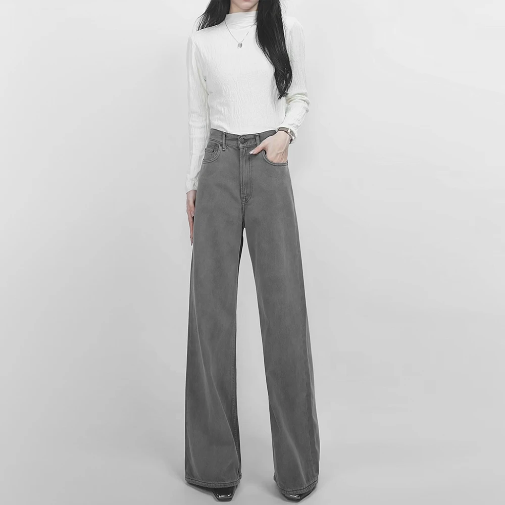 直筒微喇牛仔裤女2025秋冬新款显瘦高腰气质宽松洋气时尚百搭裤子