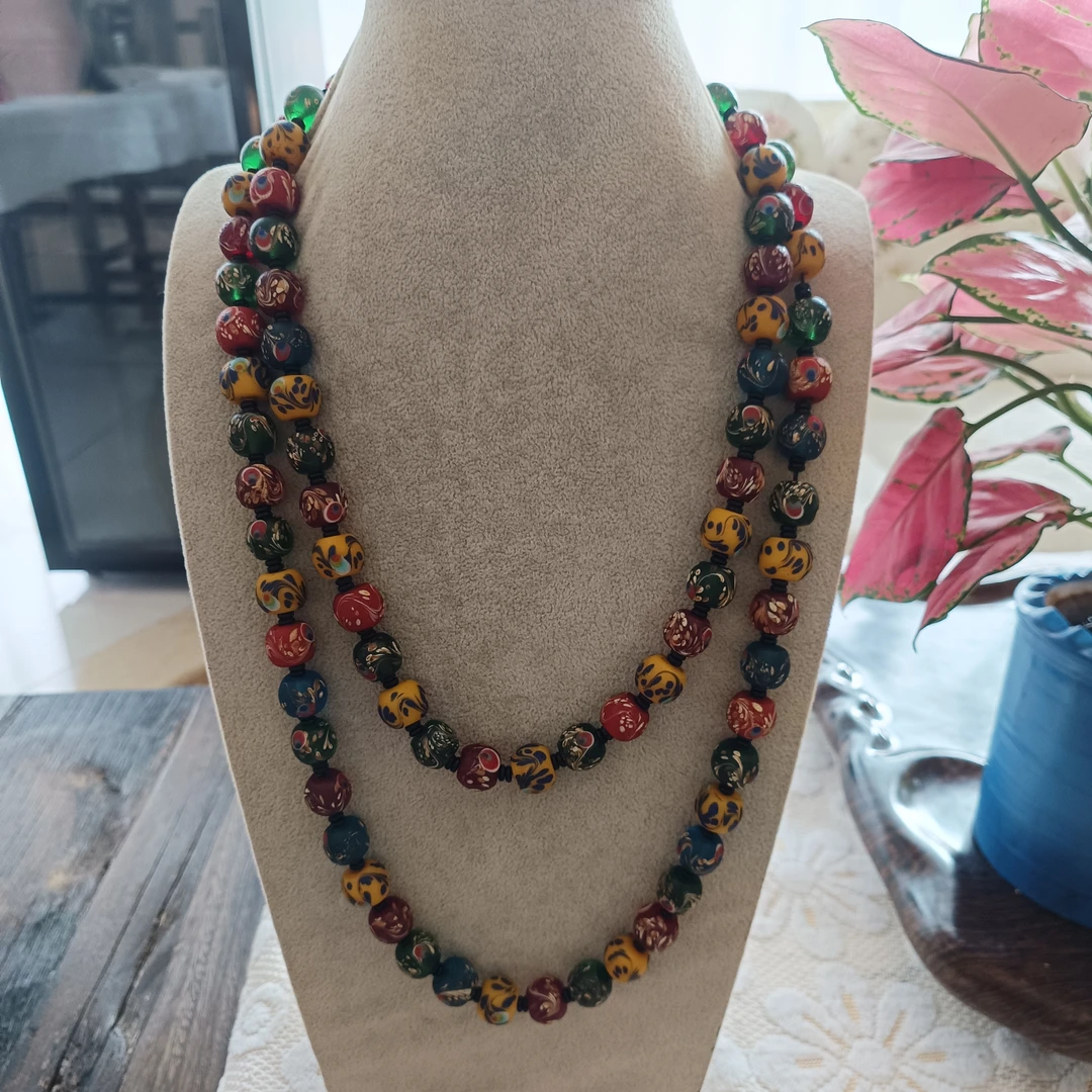 非金属玻璃项链 彩色多色手工DIY复古民族风珐琅项链串珠