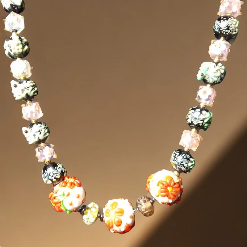 非金属玻璃项链 48纯手工编织链