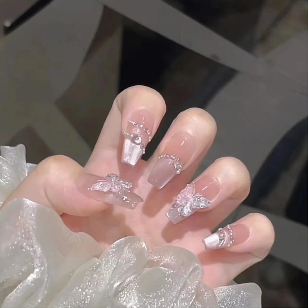 【蝶之翼】新款轻奢蝴蝶显白手工美甲穿戴甲日常美甲穿戴甲片款式