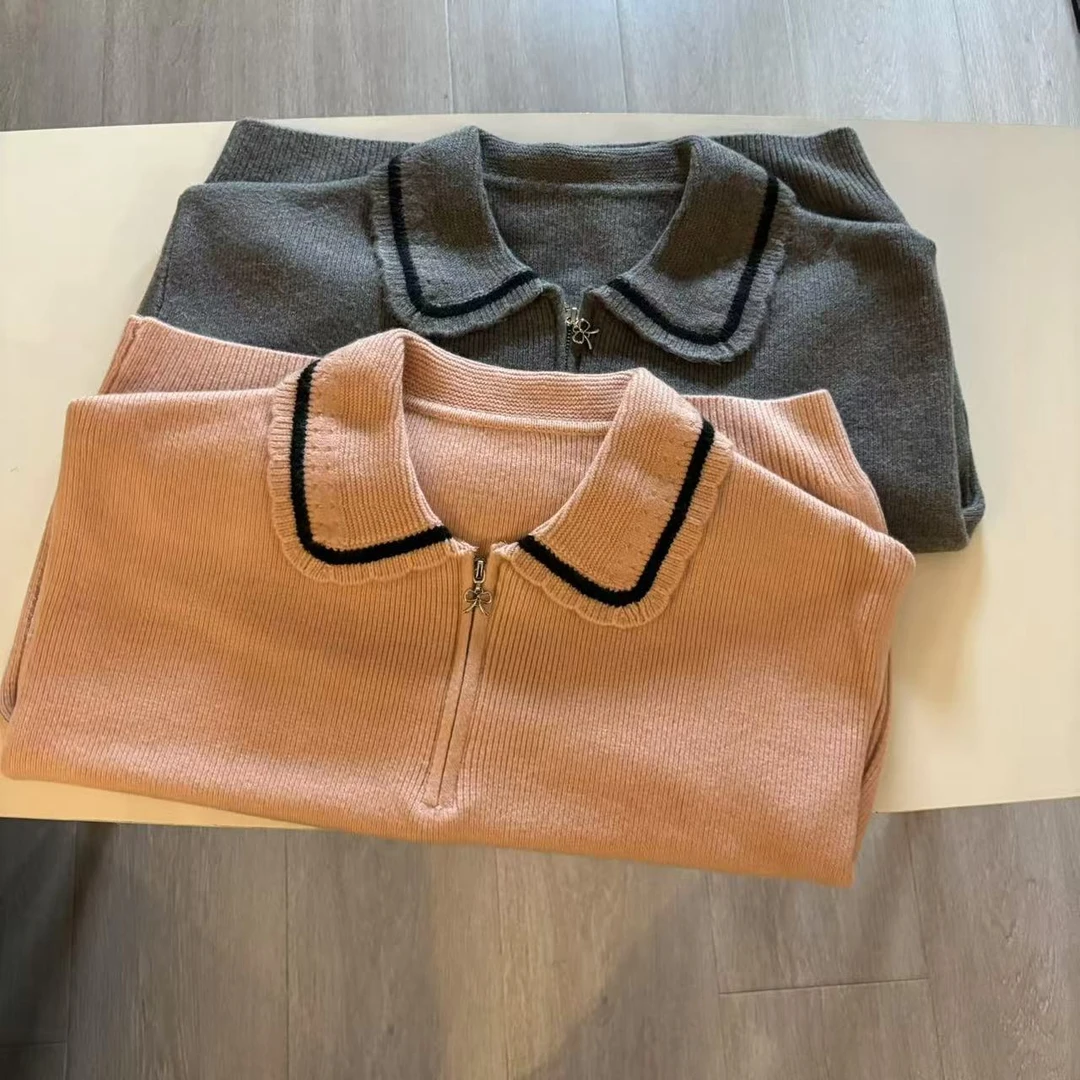 韩国馆。大翻领。减龄休闲宽松毛衣百搭针织衫98227