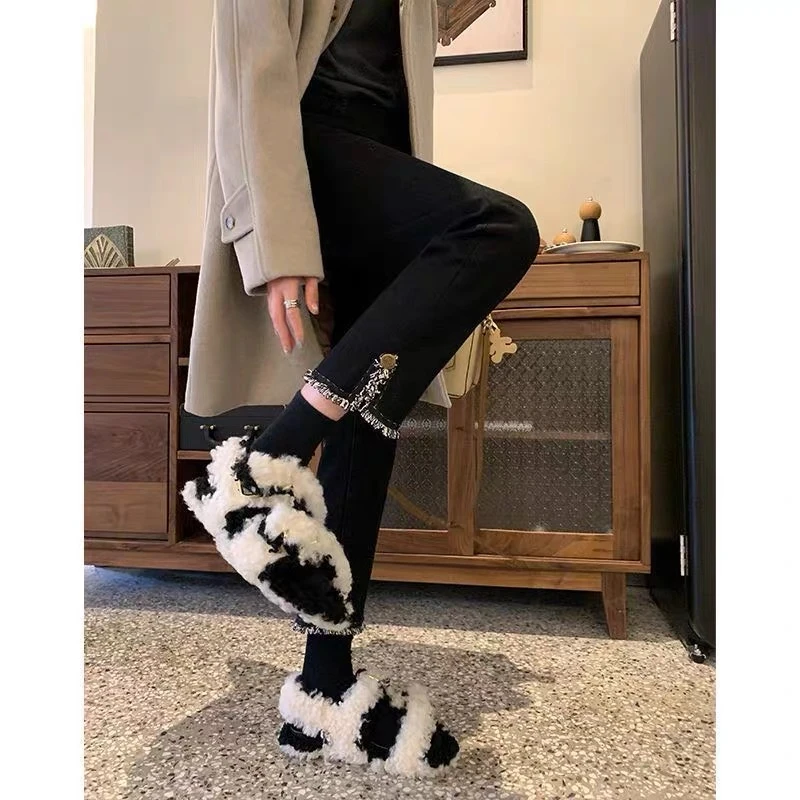 【2024秋季新款】孕妇小香风黑色高腰托腹侧开叉烟管法棍裤小黑裤