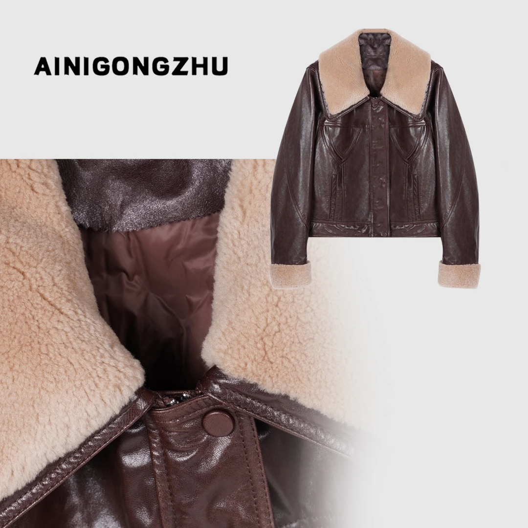 AINIGONGZHU/艾妮公主2024秋冬女装新款油蜡皮外套Y9272