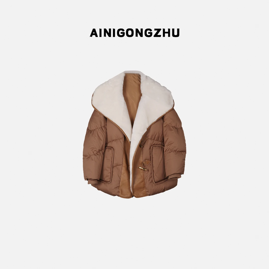 AINIGONGZHU/艾妮公主23冬季轻奢休闲桑蚕丝女装鹅绒服外套236190