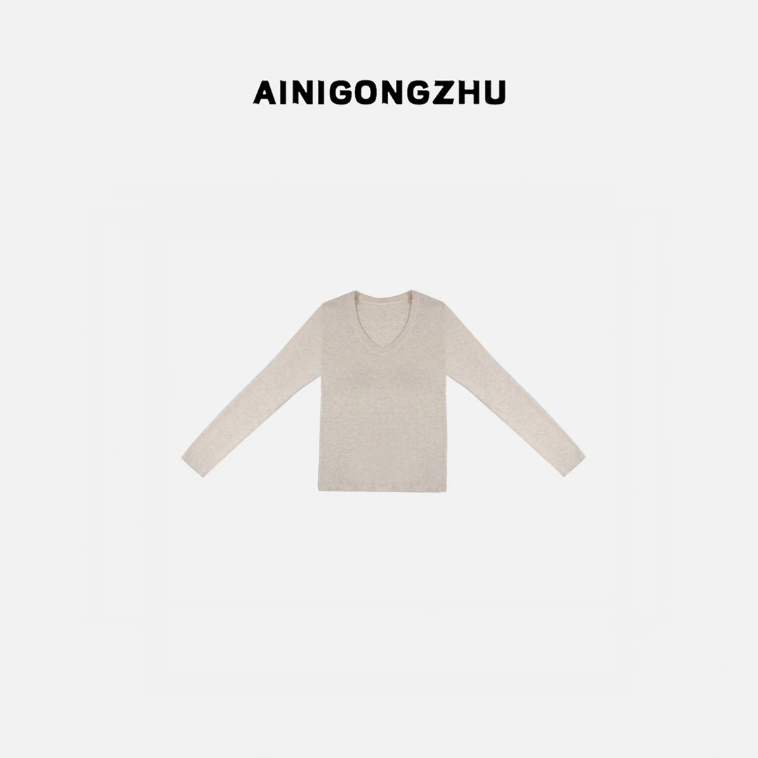 AINIGONGZHU/艾妮公主2023秋冬绵羊毛打底衫洋气长袖百搭上衣9958