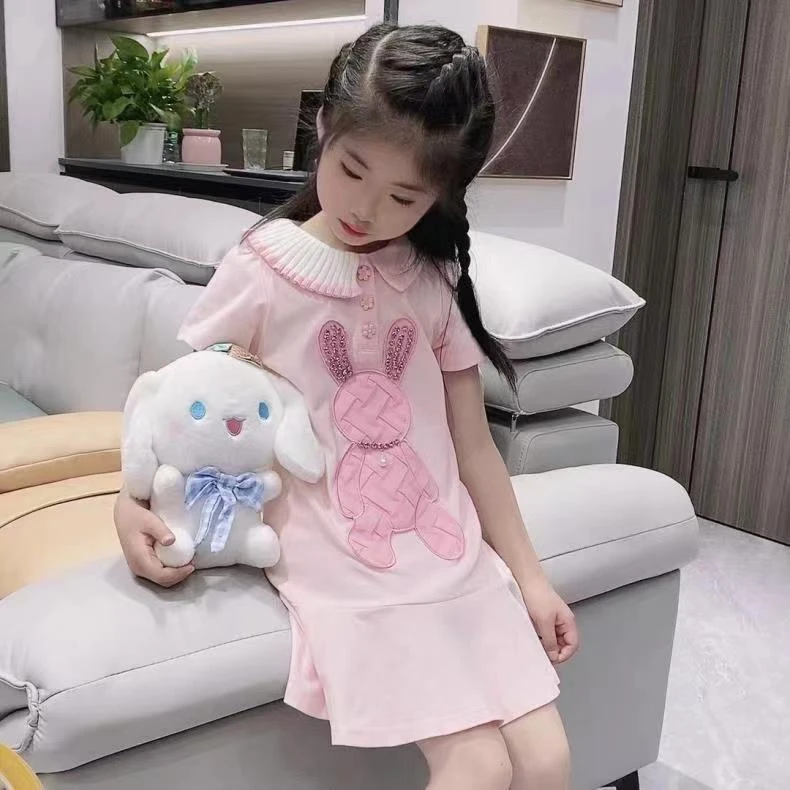 女童polo衫夏季连衣裙童装公主裙女宝卡通短袖裙中小童洋气裙子