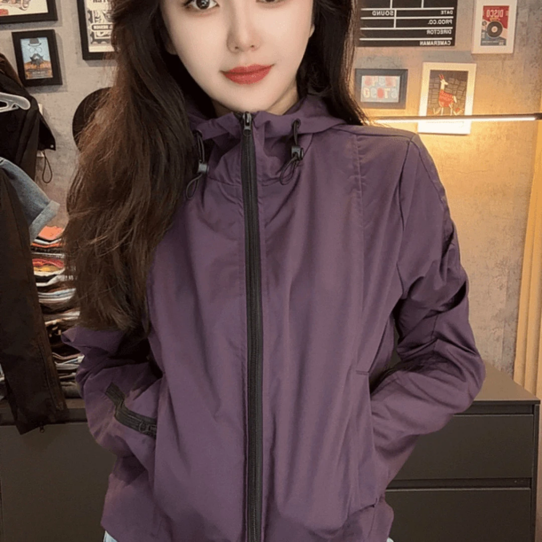 2024春季新款时尚防风短款收腰连帽风衣工装韩版休闲外套女