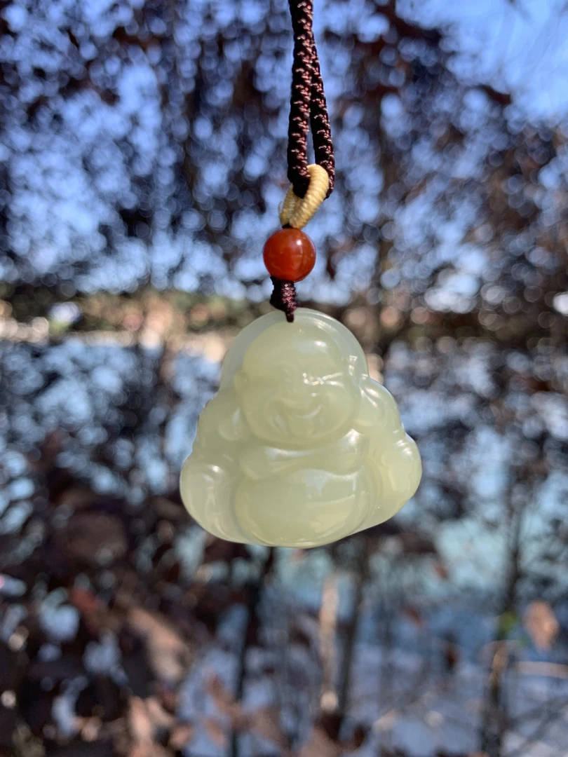 【晶润珠宝】天然和田玉佛公挂坠湖水绿晴水吊坠