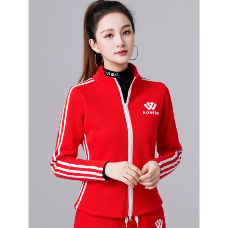 广场舞服装秋冬新款加绒时尚运动外套保暖健身上衣大码女鬼步舞服