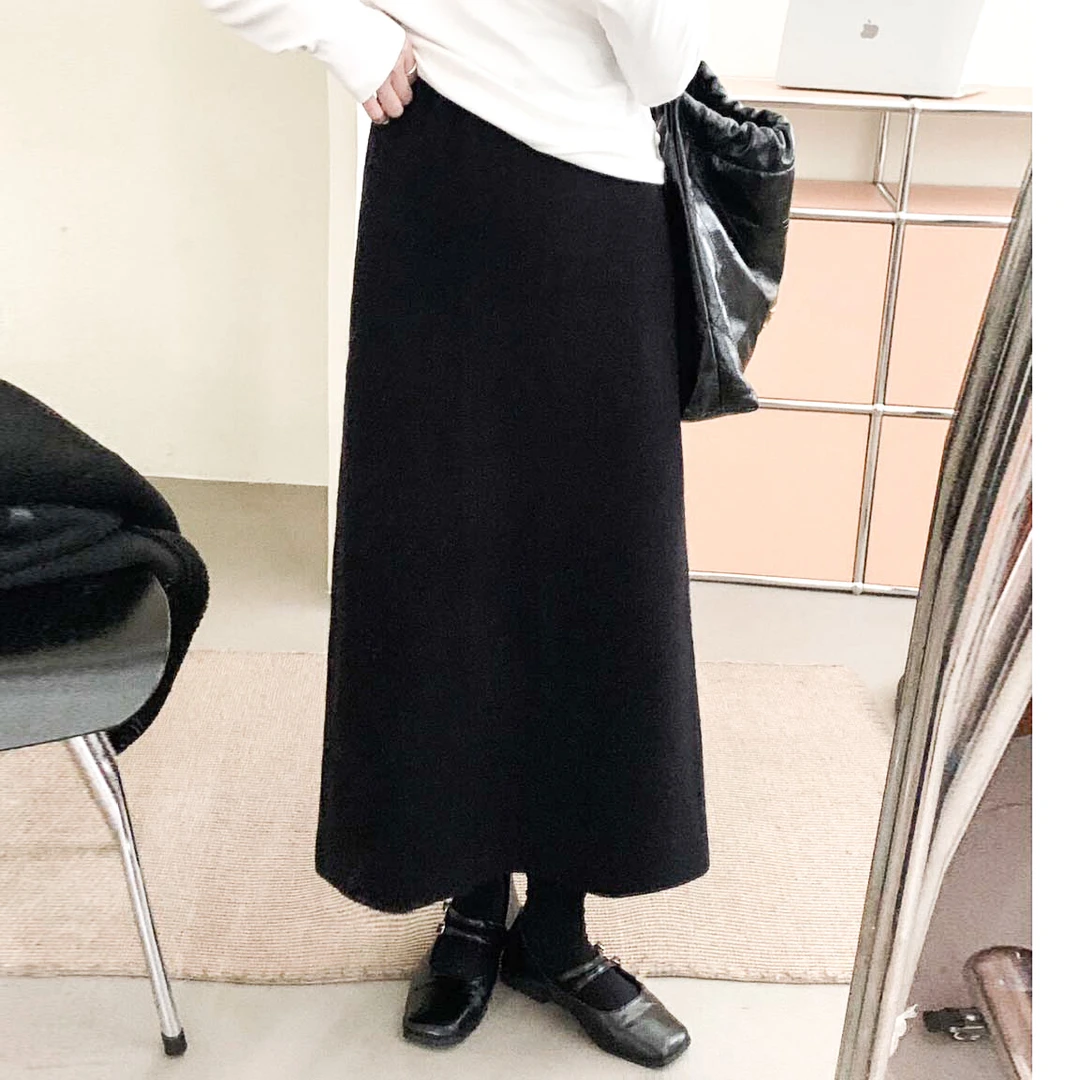 869#女装休闲针织一步半身裙松紧腰高腰显瘦遮跨舒适百搭慵懒A字