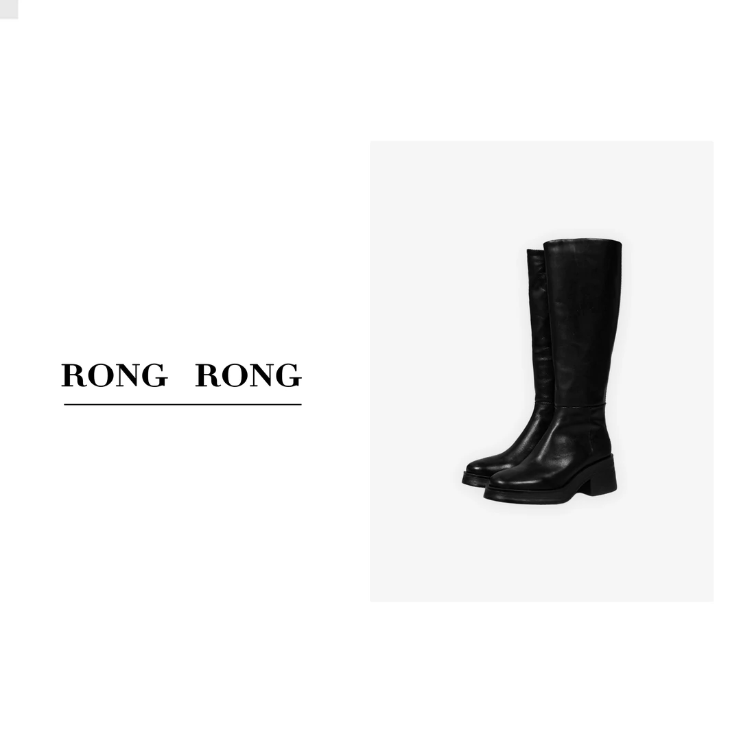 溶溶RONGRONG真皮摩登英伦高筒靴厚底高跟骑士长靴2406-1