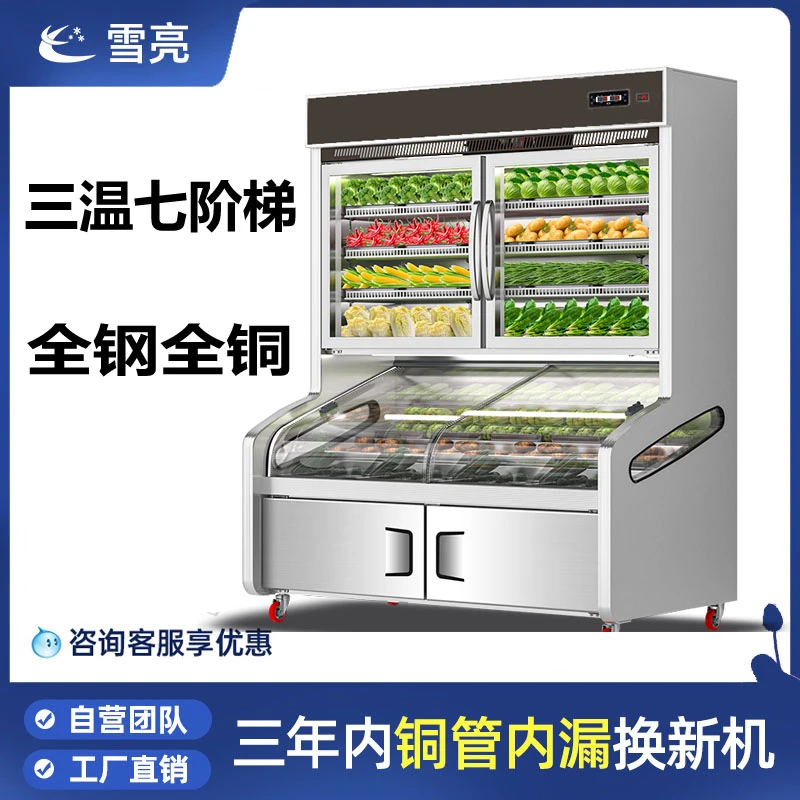 雪亮三温7阶梯展示大型酒店大容量大排档串串大冷藏柜商用立式
