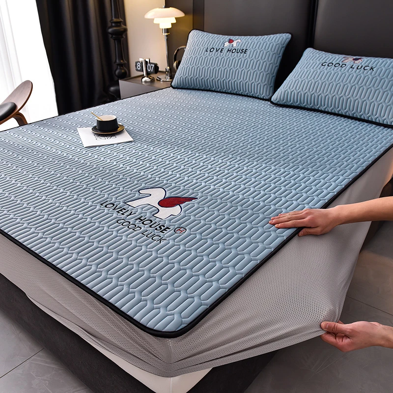 新款加厚乳胶夏凉席三件套可机洗防滑四季通用单人二件套软席子