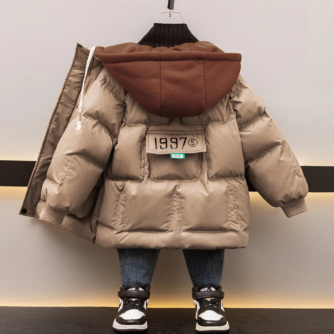 男童加绒冬装2024冬季新款洋气装服外套加厚中长款男孩