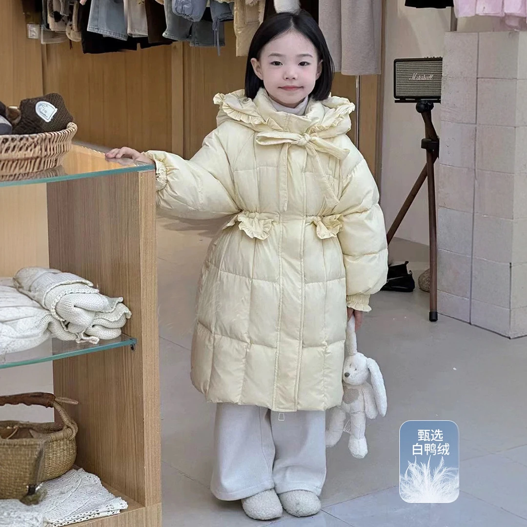 甜美风女童羽绒棉服洋气外出中长款外套女孩绒2024冬装新款韩版