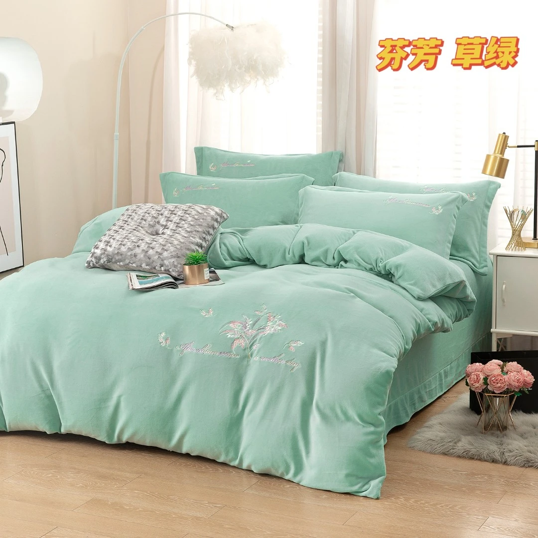 【法兰茜】高端牛奶绒苏绣四件套 芬芳