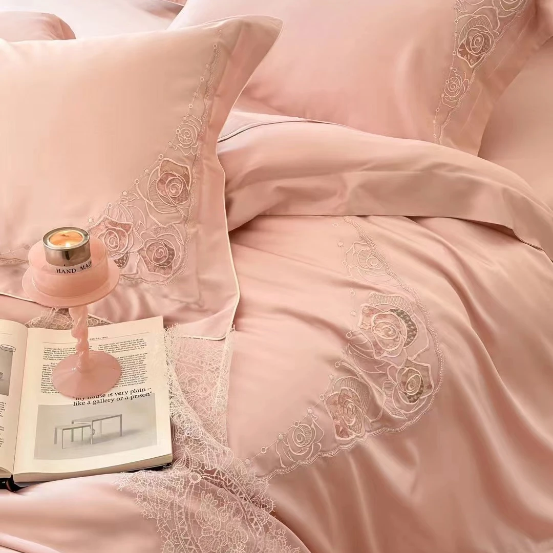 【檀绯】高奢兰精天丝莱塞尔小香风绣花四件套