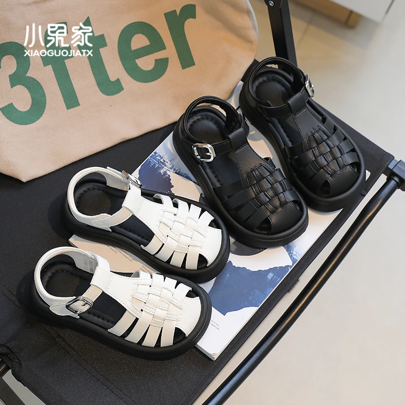 女童包头凉鞋儿童鞋子夏款2025新款男童罗马鞋中大童女孩童鞋学生