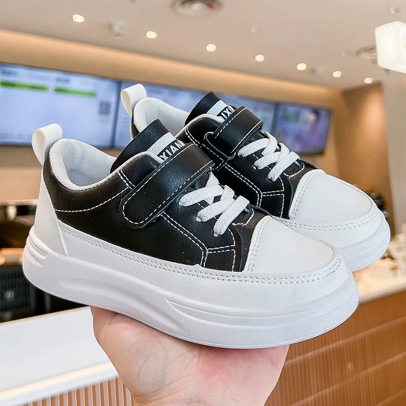 朵美巴拉巴拉宝宝小白鞋女童2023春秋新款时尚百搭保暖皮面鞋学生