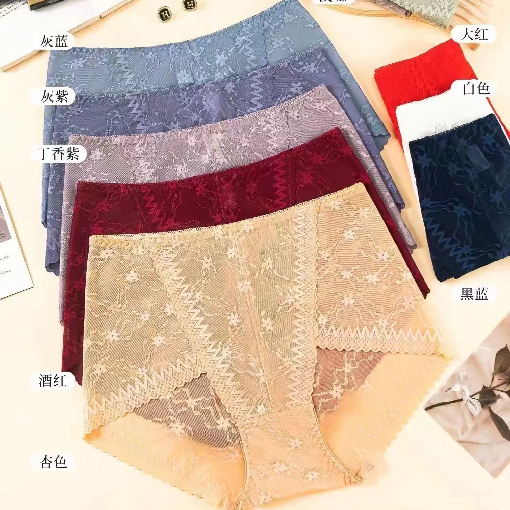 4条装 1191小天儿中腰蕾丝女士内裤三角裤
