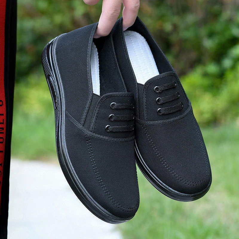 正版6285男鞋休闲散步居家黑布鞋防滑耐磨舒适软底厨房旅游