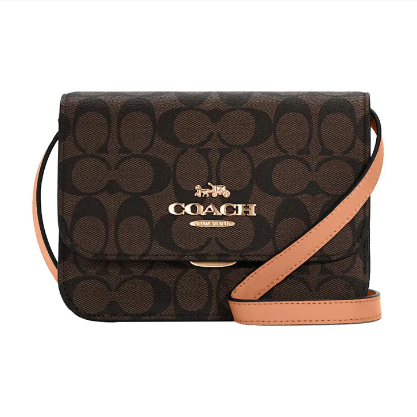 全新未使用 COACH/蔻驰 迷你老花拼色标志斜挎包（18.5x13.5x7）