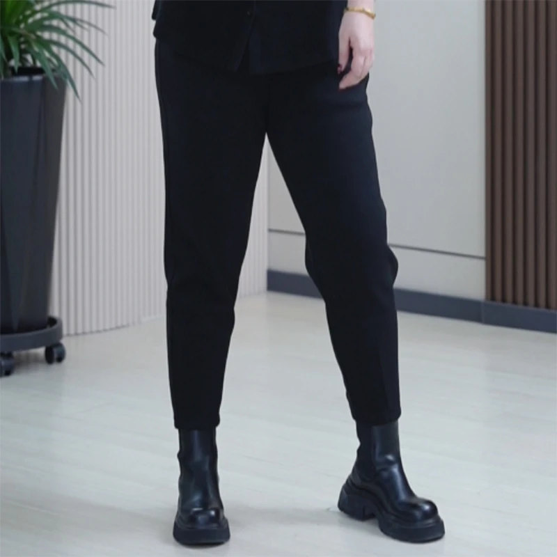 真德绒保暖防风裤松紧腰舒适百搭遮胯宽松大码弹力哈伦休闲裤子女