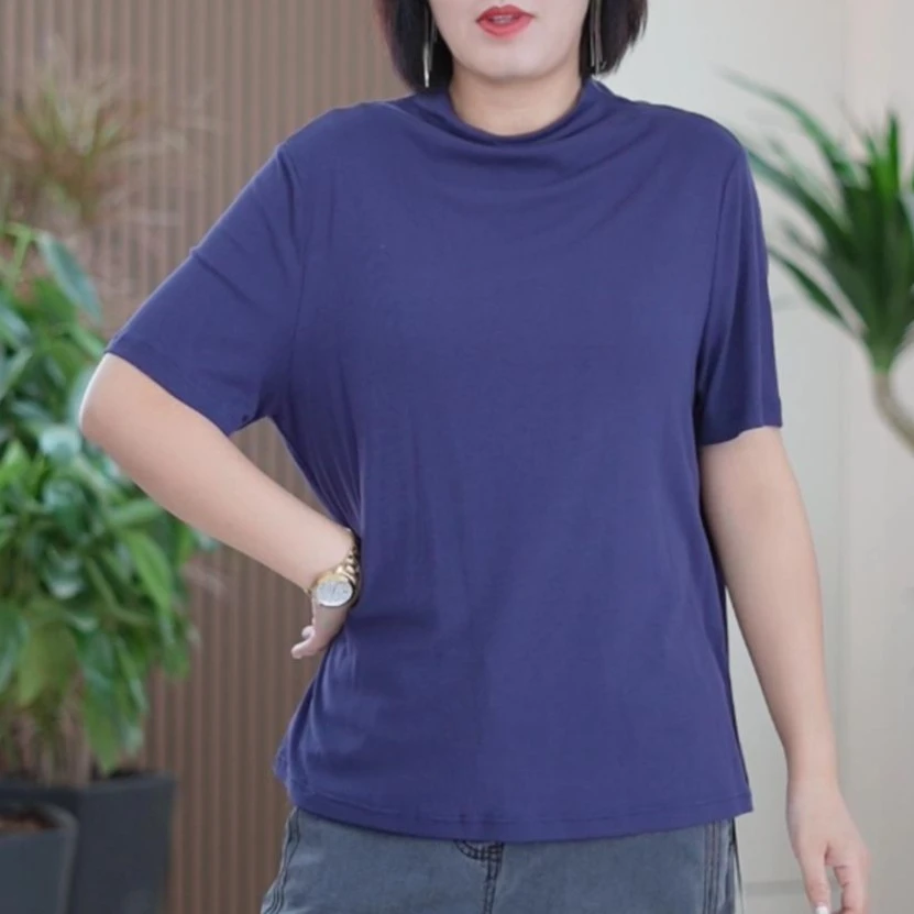 无压新氧！棉打底衫女高弹时尚百搭内搭简约休闲净版上衣大码T恤