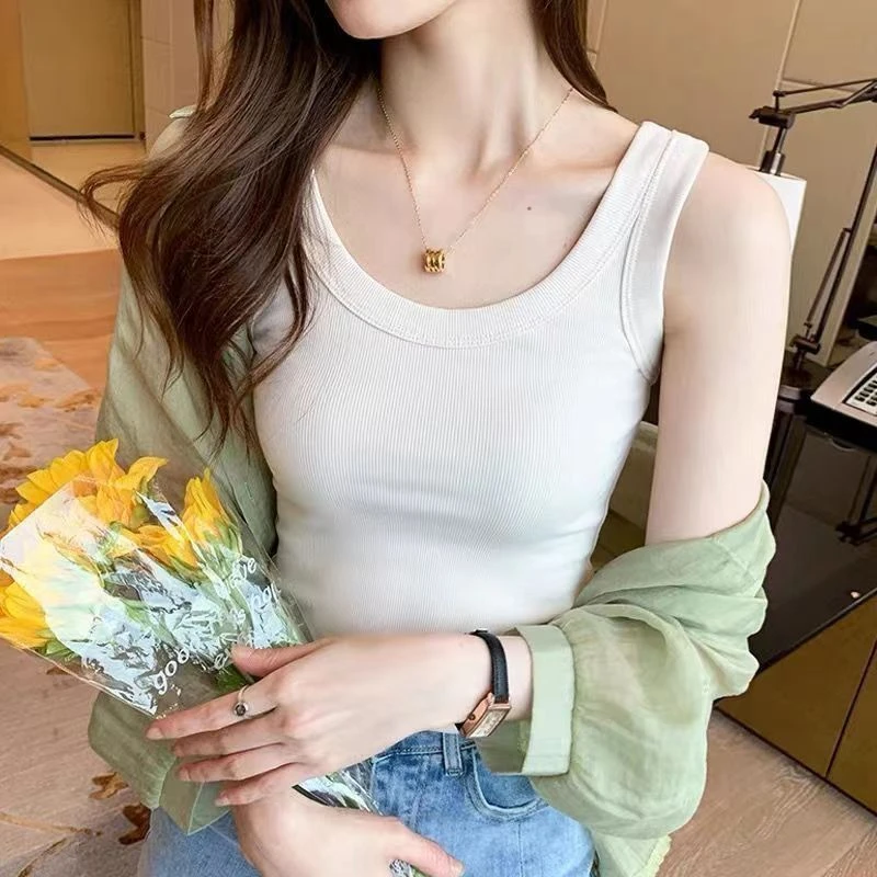 螺纹无袖背心吊带弹力打底衫纯色修身外穿内搭显瘦防走光百搭上衣