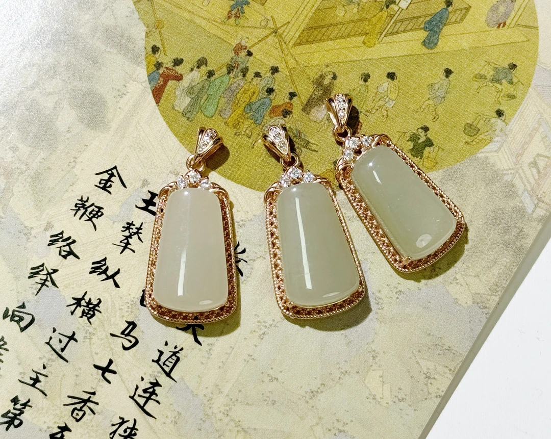 （新人福利）925银镶女士梯形吊坠赠银链（多样性发货拍一发一）