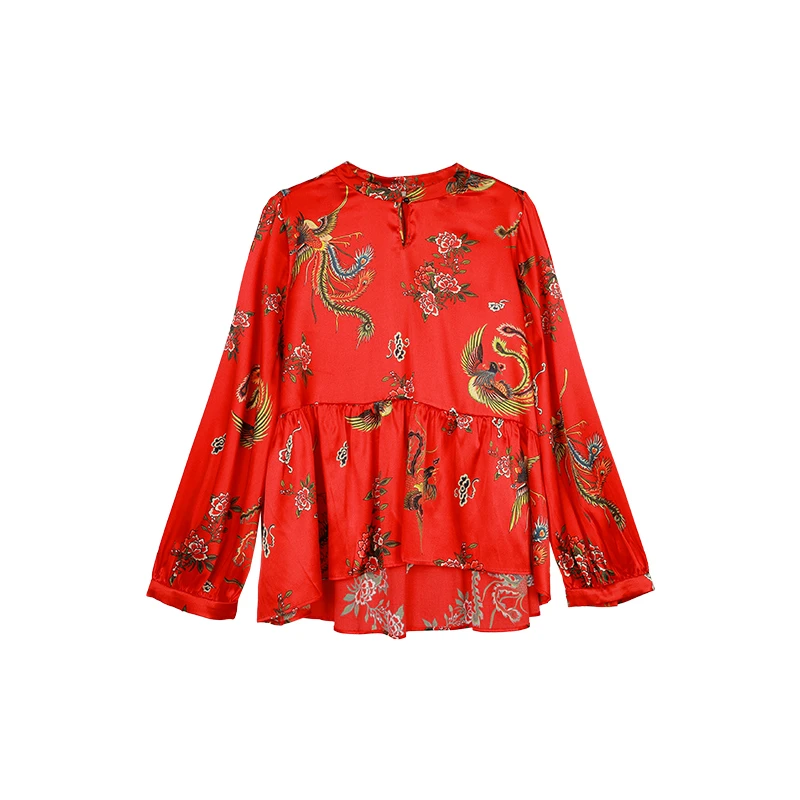 吉丘古儿凤鸟图中式上衣古典原创设计复古立领日常通勤女G243Y501