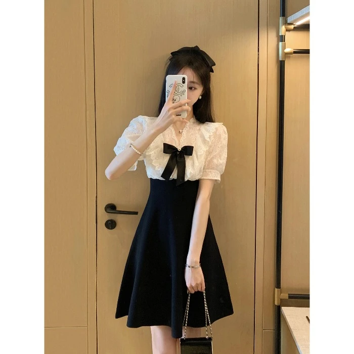 小香风设计感连衣裙小个子名媛高级感法式黑裙子女装夏季