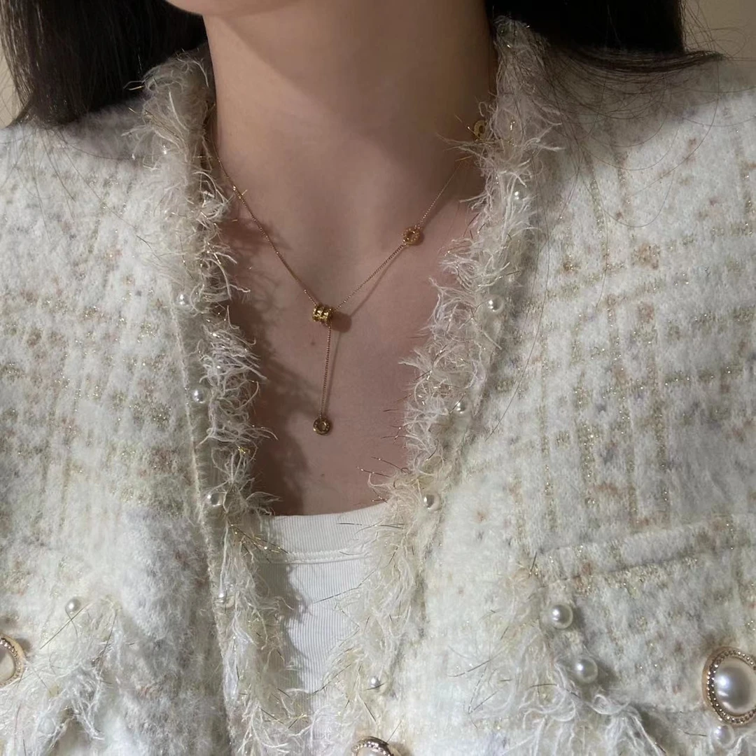 钛钢项链 8206流苏小蛮腰经典轻奢气质毛衣小众质感锁骨女