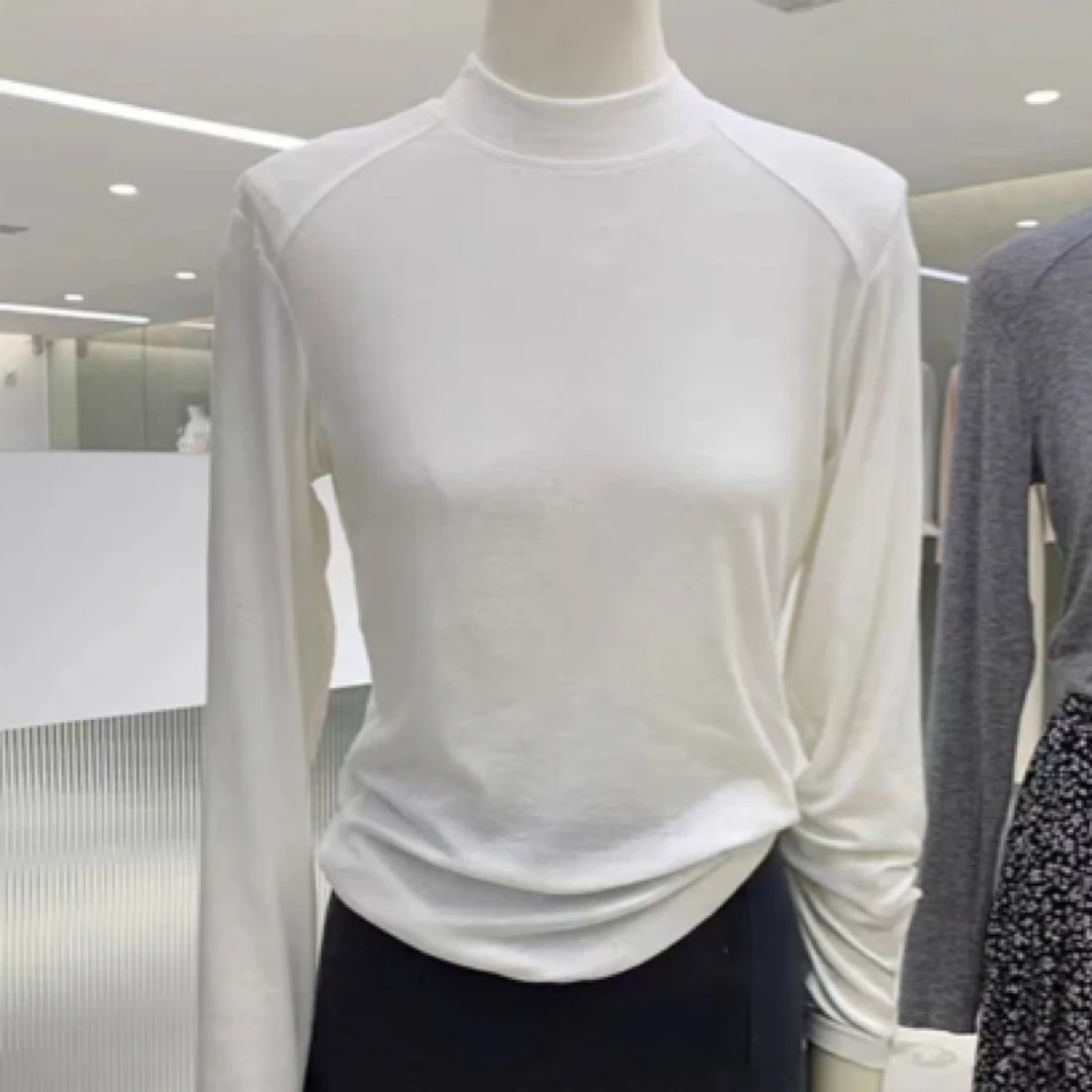 【衫度服饰 】2024秋冬新款时尚半高领长袖T恤显瘦上衣打底衫百搭