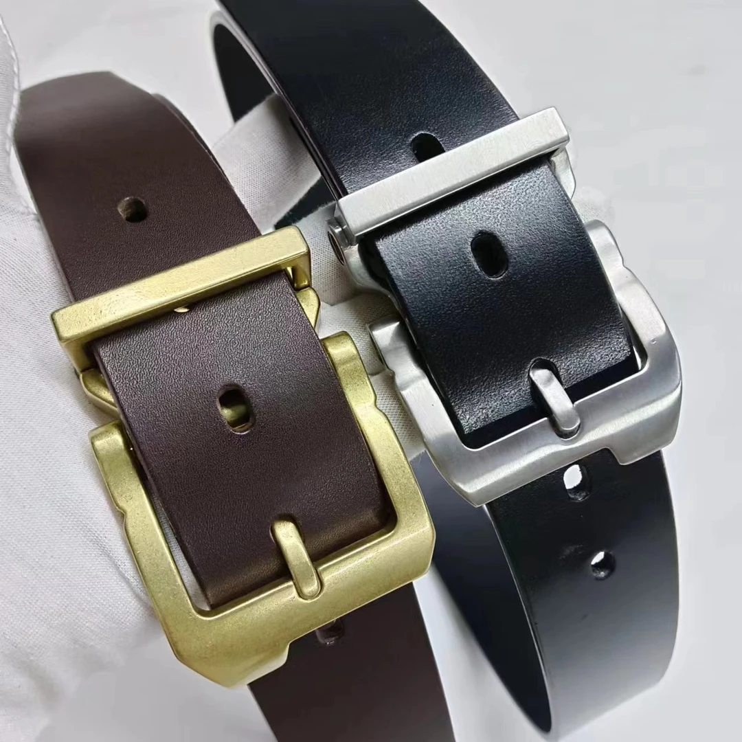 意大利头层牛皮+西装暴徒扣）男士休闲经典手工腰带宽约3.8cm厚4mm