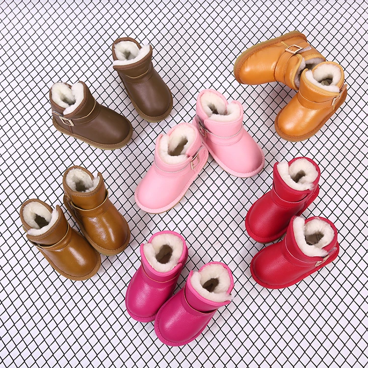 皮毛一体雪地靴2020冬季新款绵羊皮棉鞋防水保暖棉靴加厚童鞋