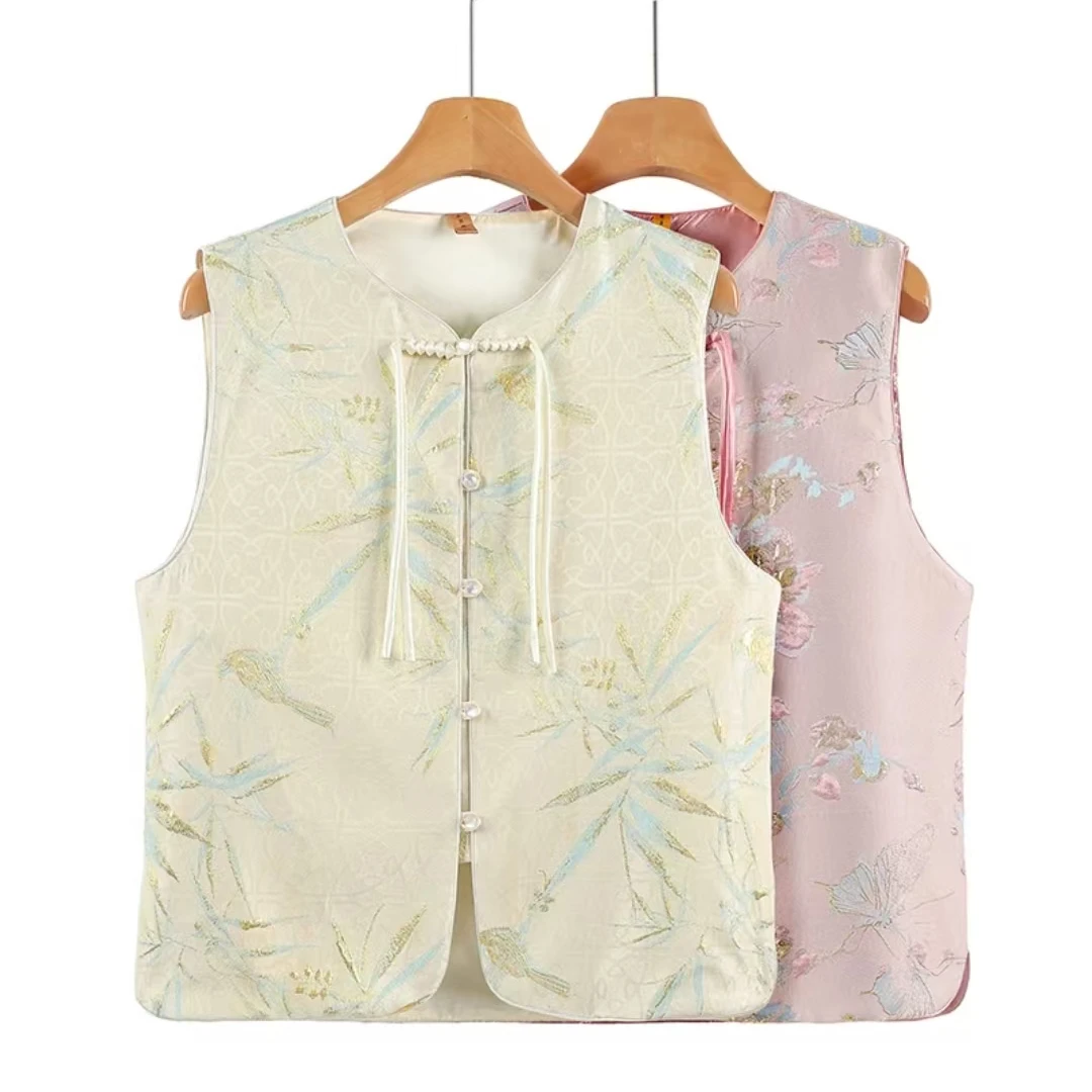 【圆领蝴蝶】新中式马甲2025新款春秋中国风重工提花立领古风马夹