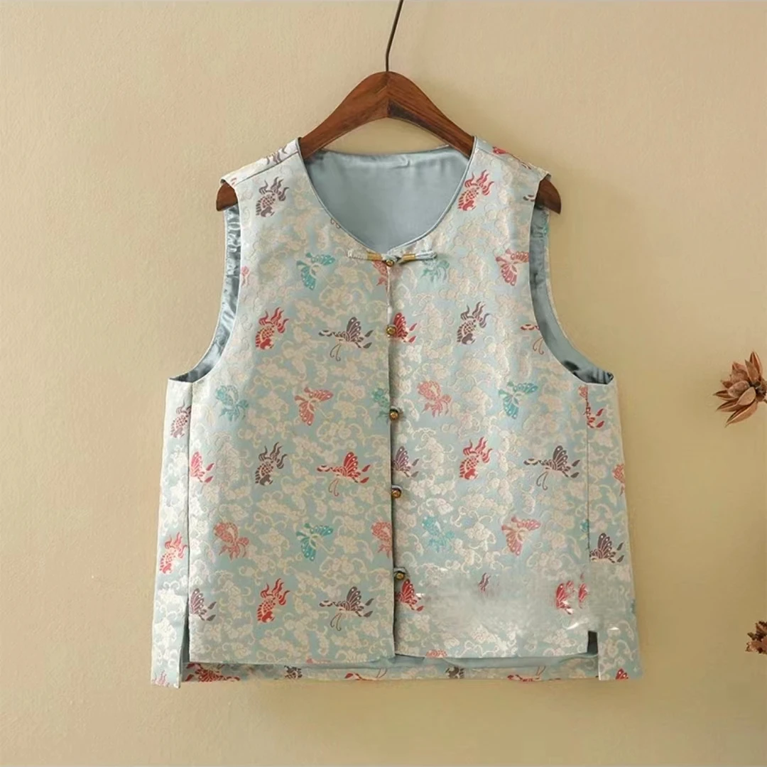 新中式中国风提花显瘦马甲2024秋冬时尚百搭唐装洋气女士马夹女